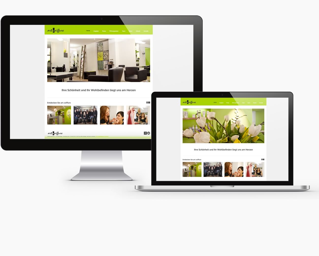 Apple Macbook Pro mit dem Screen der Website von art coiffure Düdingen